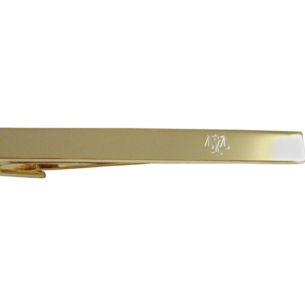 Gold Toned Etched Scale of Justice Law Tie Clip